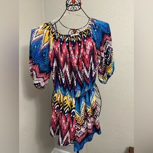 Colorful Geometric Print jumper suit